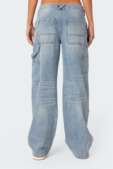 Faded Wash Low Rise Carpenter Jeans