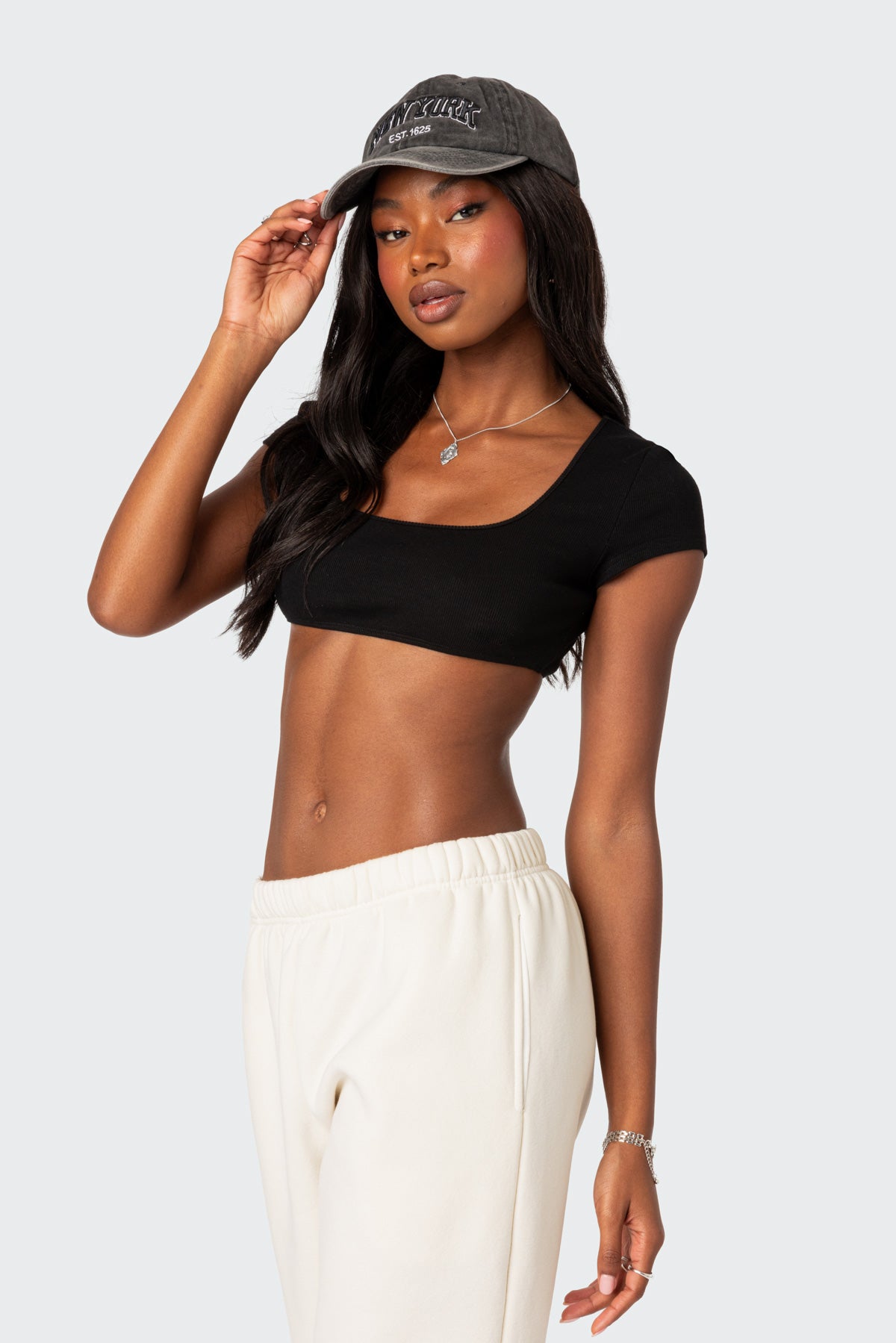 Square Neck Ribbed Crop Top