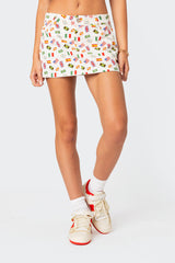 Traveler Printed Denim Mini Skirt