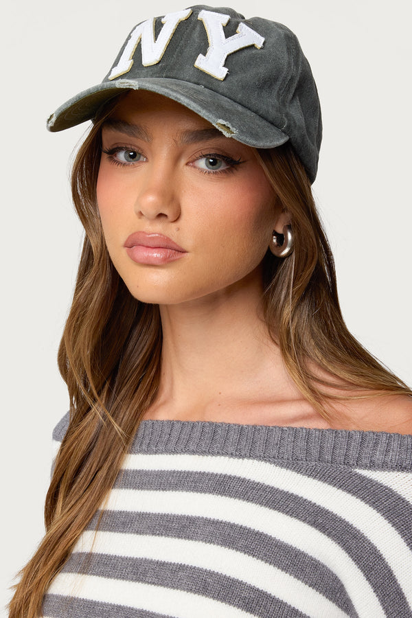 Ny Distressed Baseball Cap