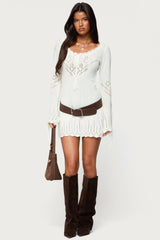 Shaia Pointelle Knit Mini Dress
