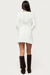 Shaia Pointelle Knit Mini Dress
