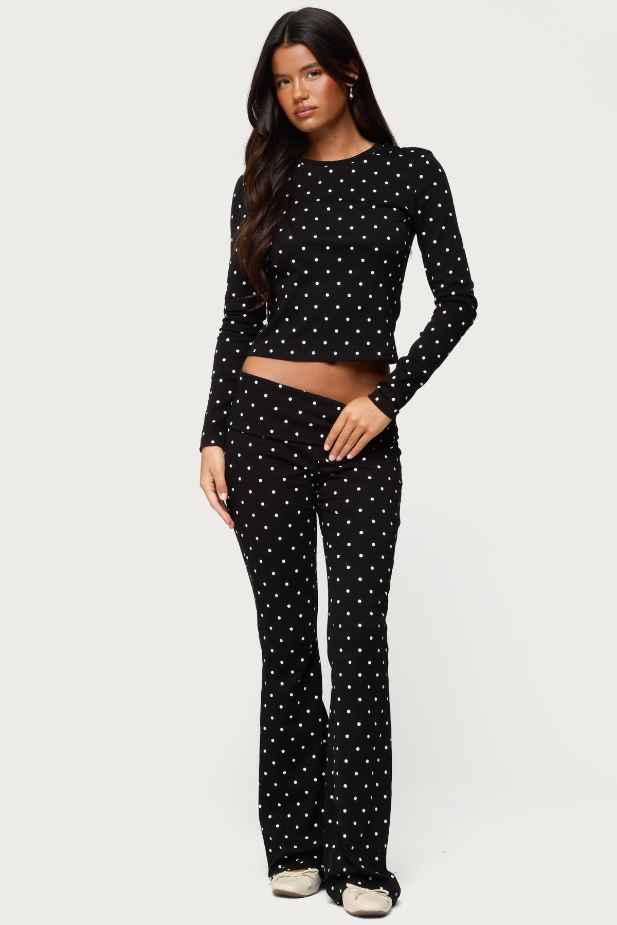 Daliya Polka Dot Fold Over Trousers