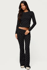 Daliya Polka Dot Long Sleeve Top