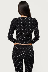 Daliya Polka Dot Long Sleeve Top