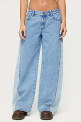 Genna Contrast Panel Low Rise Baggy Jeans