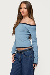 Kezzie Contrast Off Shoulder Knit Top
