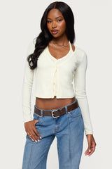 Cardigan & Halter Two Piece Knit Top