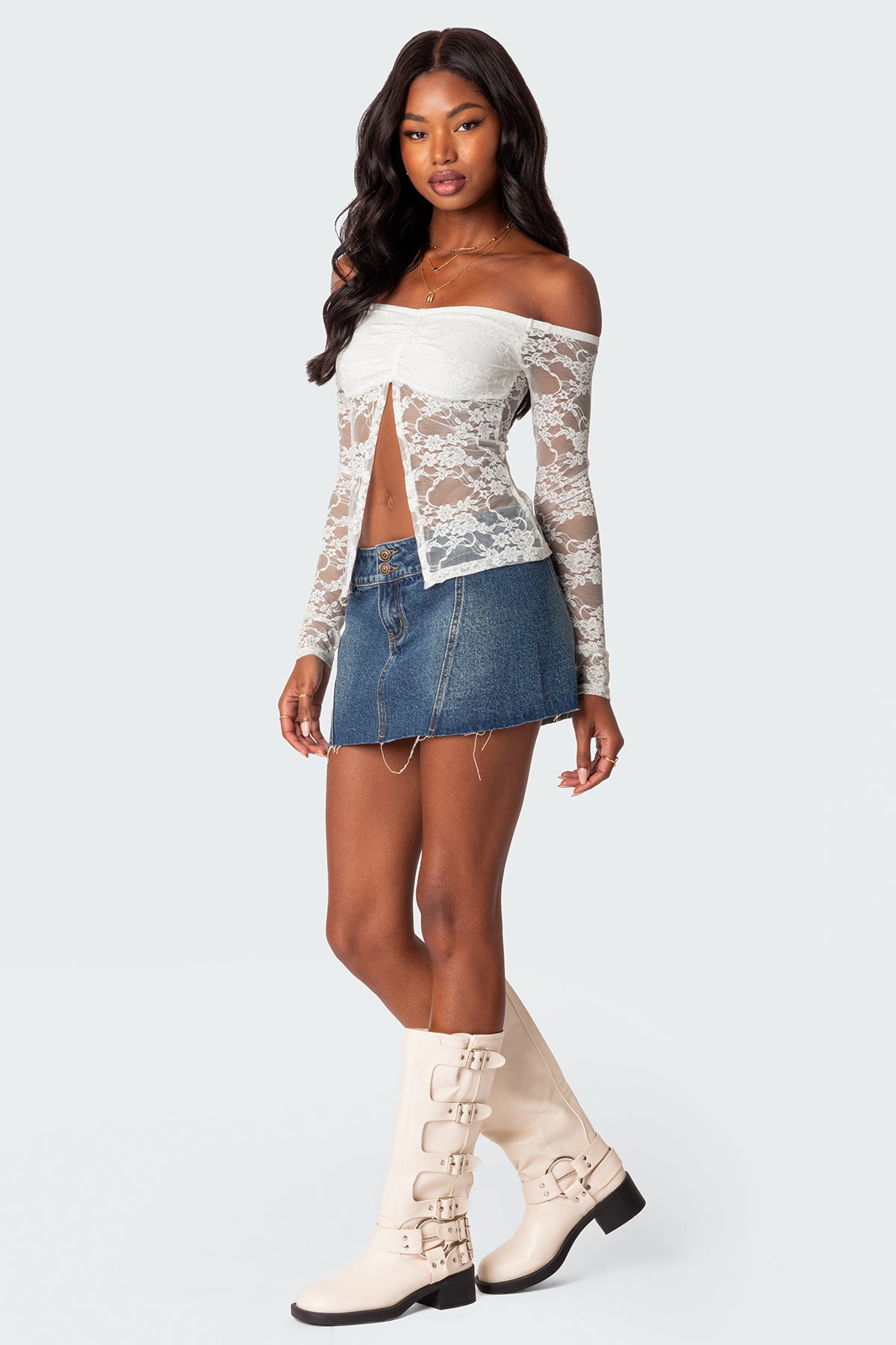 Donnie Washed Denim Mini Skirt