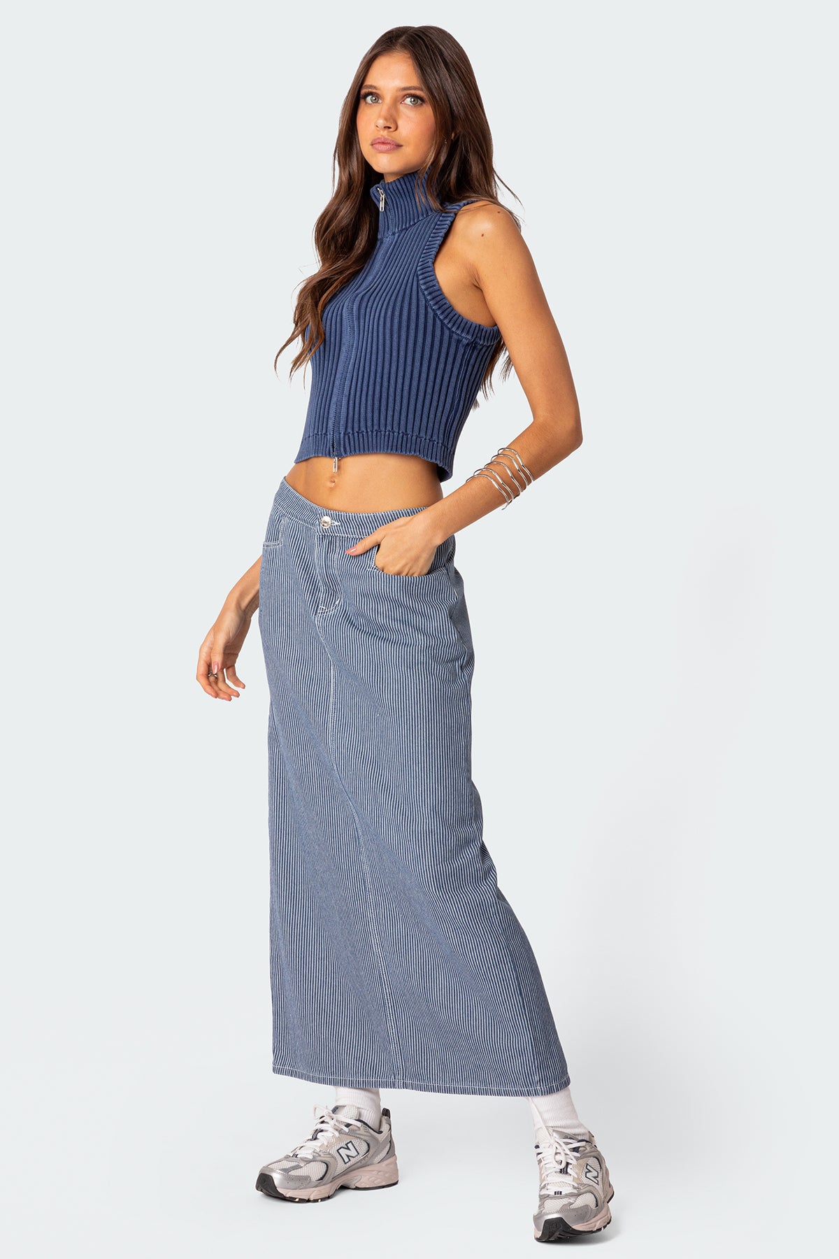 Railroad Denim Maxi Skirt