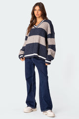 Romie V Neck Cable Knit Sweater