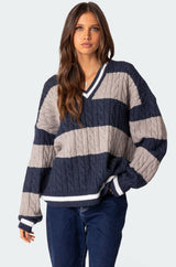 Romie V Neck Cable Knit Sweater