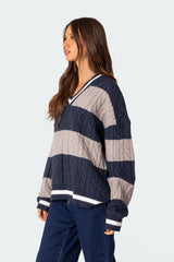 Romie V Neck Cable Knit Sweater