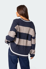 Romie V Neck Cable Knit Sweater