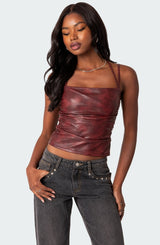 Haze Strappy Faux Leather Top