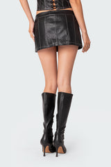 Moss Faux Leather Mini Skort