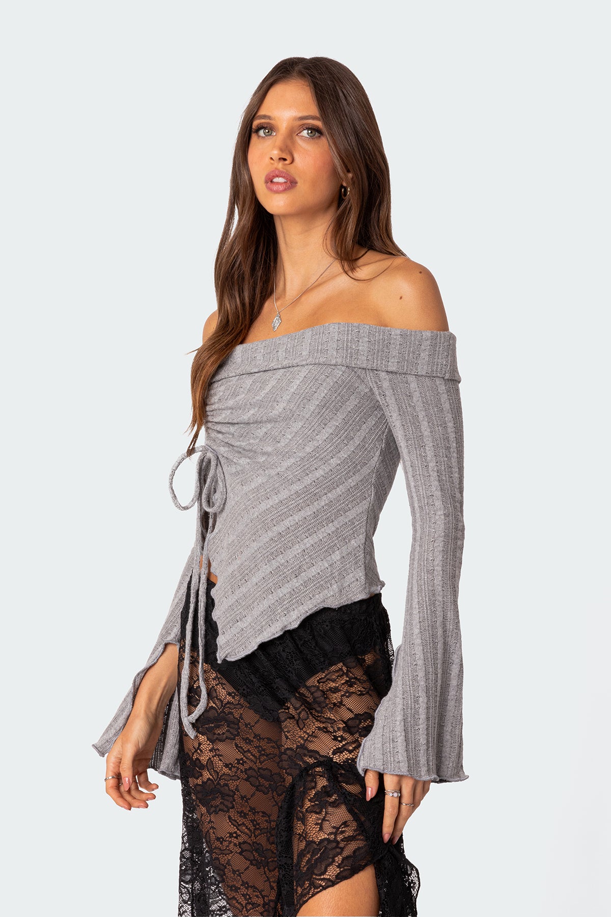 Alona Asymmetric Fold Over Knit Top