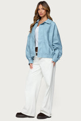 Oversized Washed Faux Leather Jacket