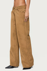 Stacey Low Rise Faux Suede Trousers