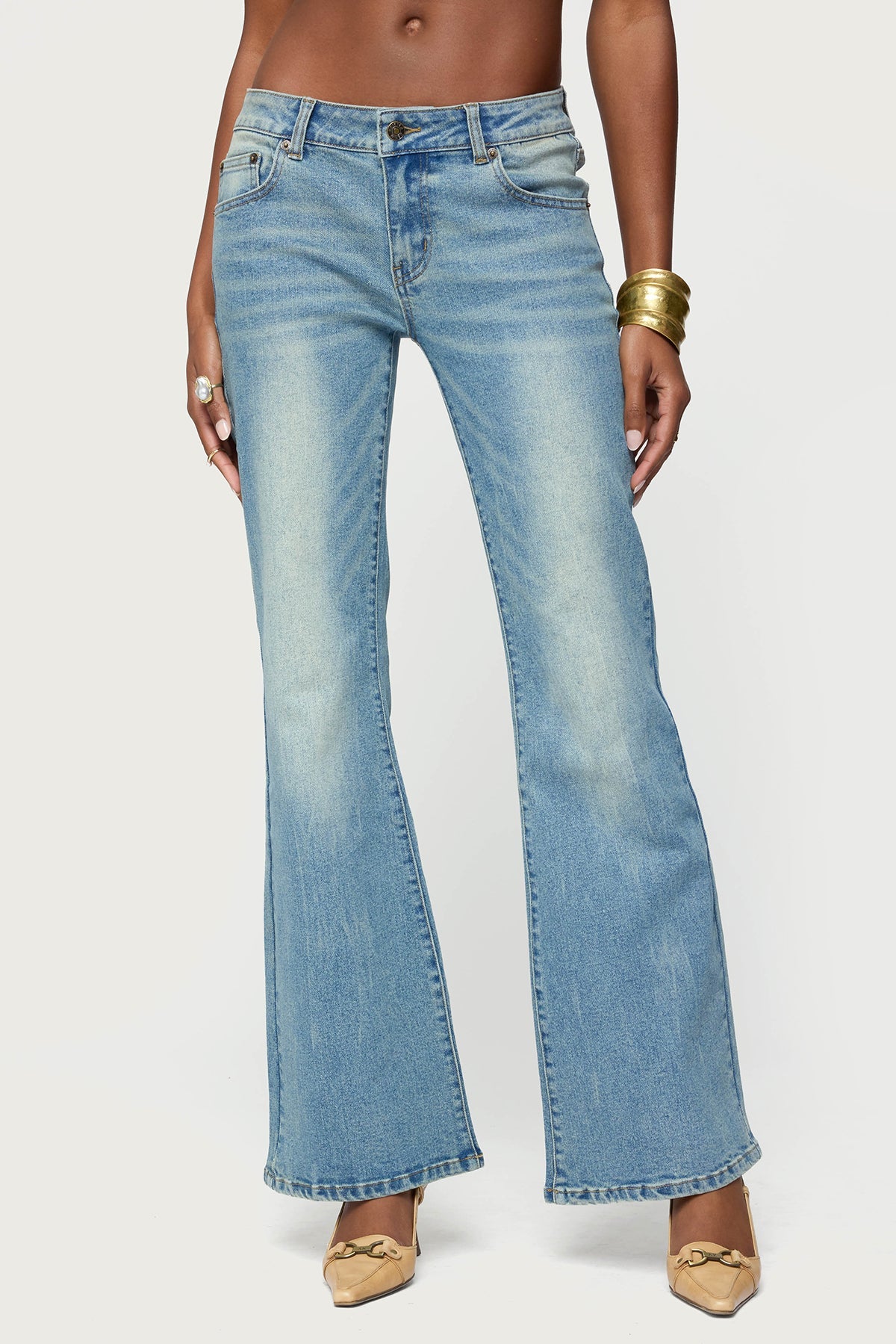 Jenni Washed Low Rise Flared Jeans