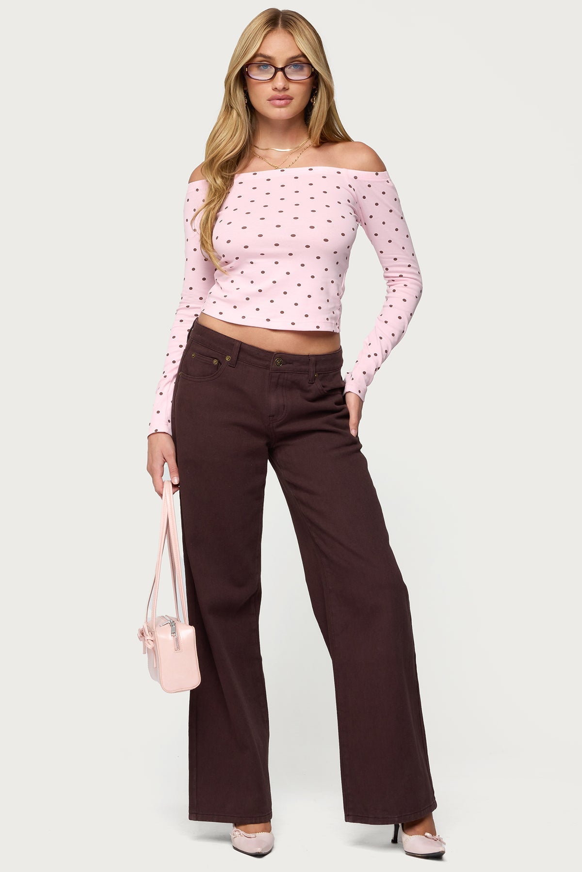 Leandra Off Shoulder Polka Dot Top