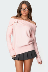 Marilyn Buckled Off Shoulder Sweater