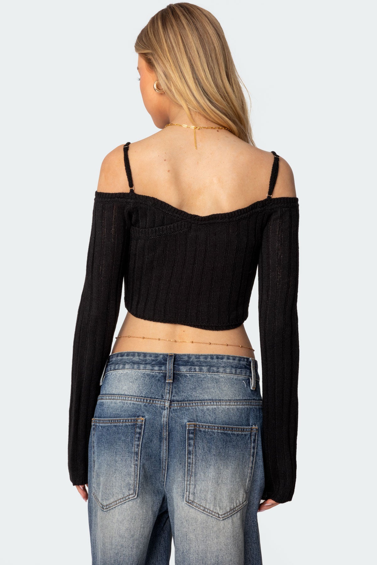 Triangle Hem Off Shoulder Sweater