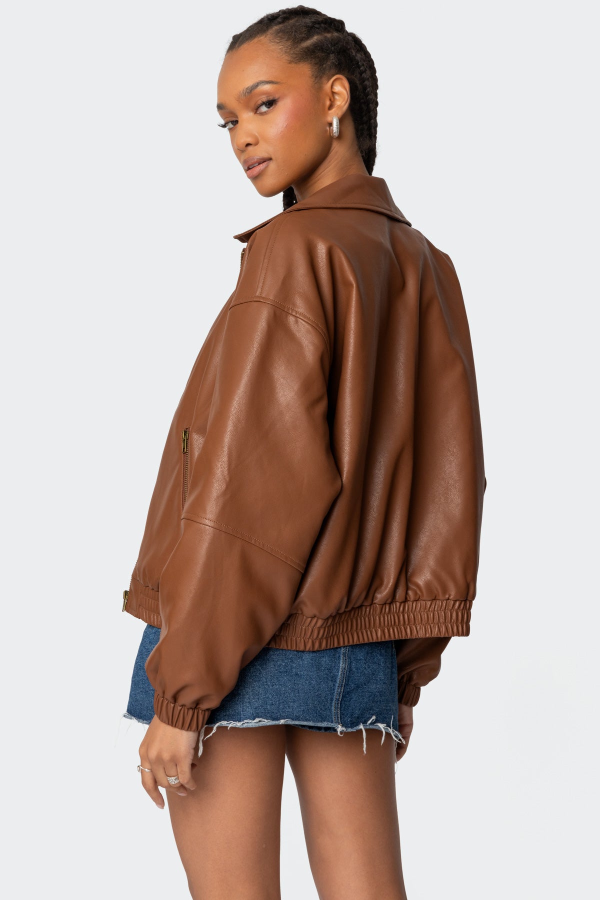 Halley Faux Leather Bomber Jacket