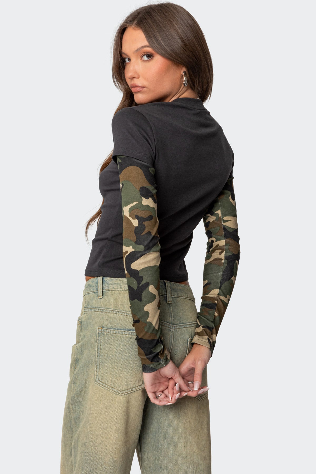 Camo Layered Long Sleeve T Shirt