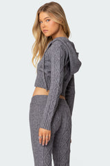 Ray Cable Knit Hooded Cardigan