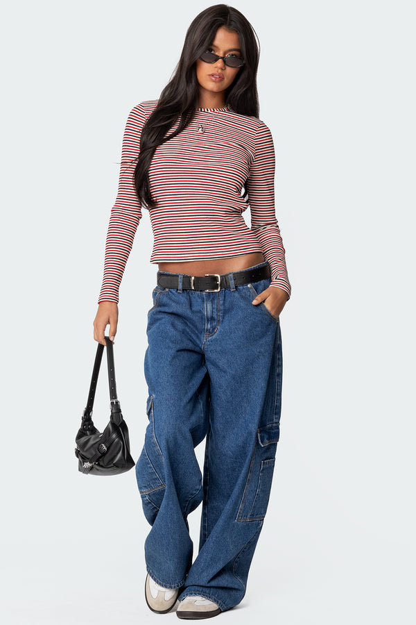 Corina Ribbed Stripey Long Sleeve T Shirt