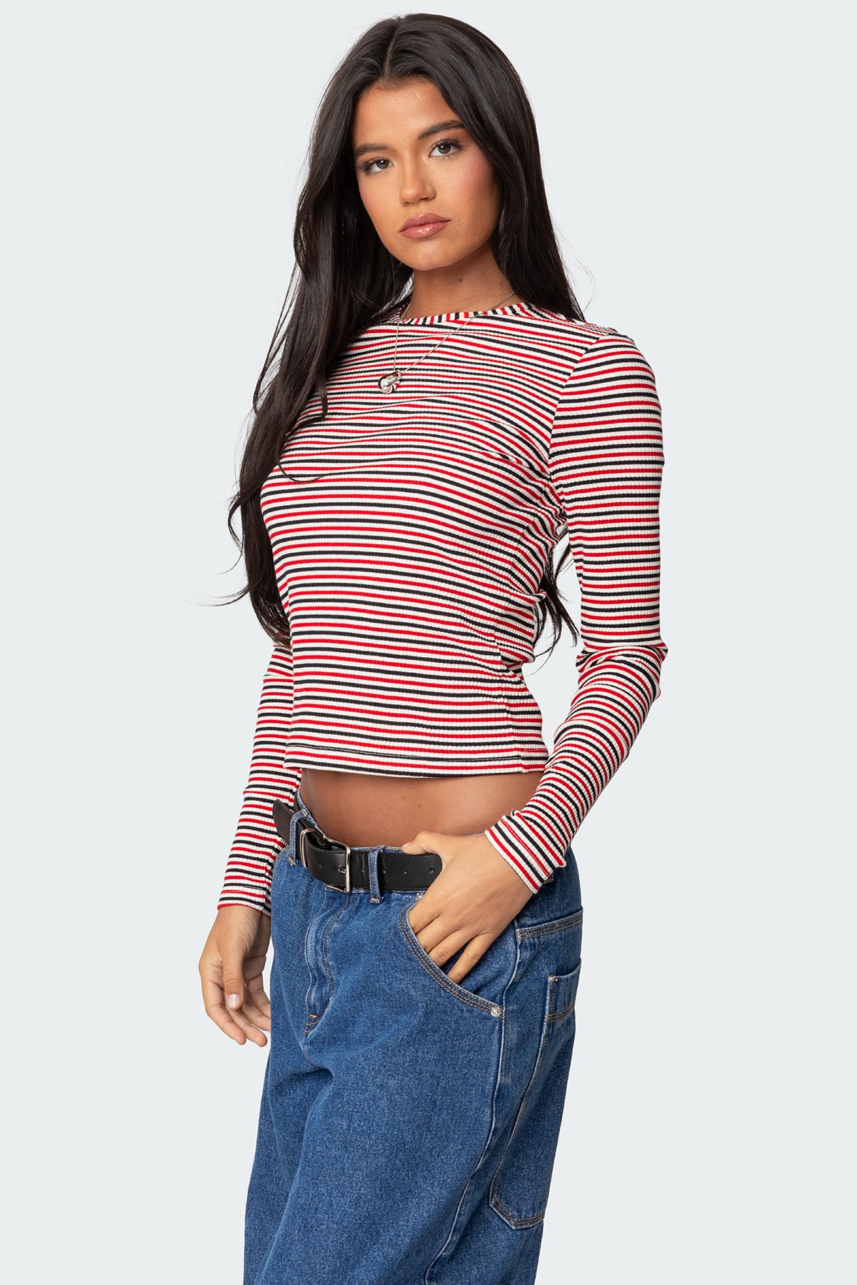 Corina Ribbed Stripey Long Sleeve T Shirt