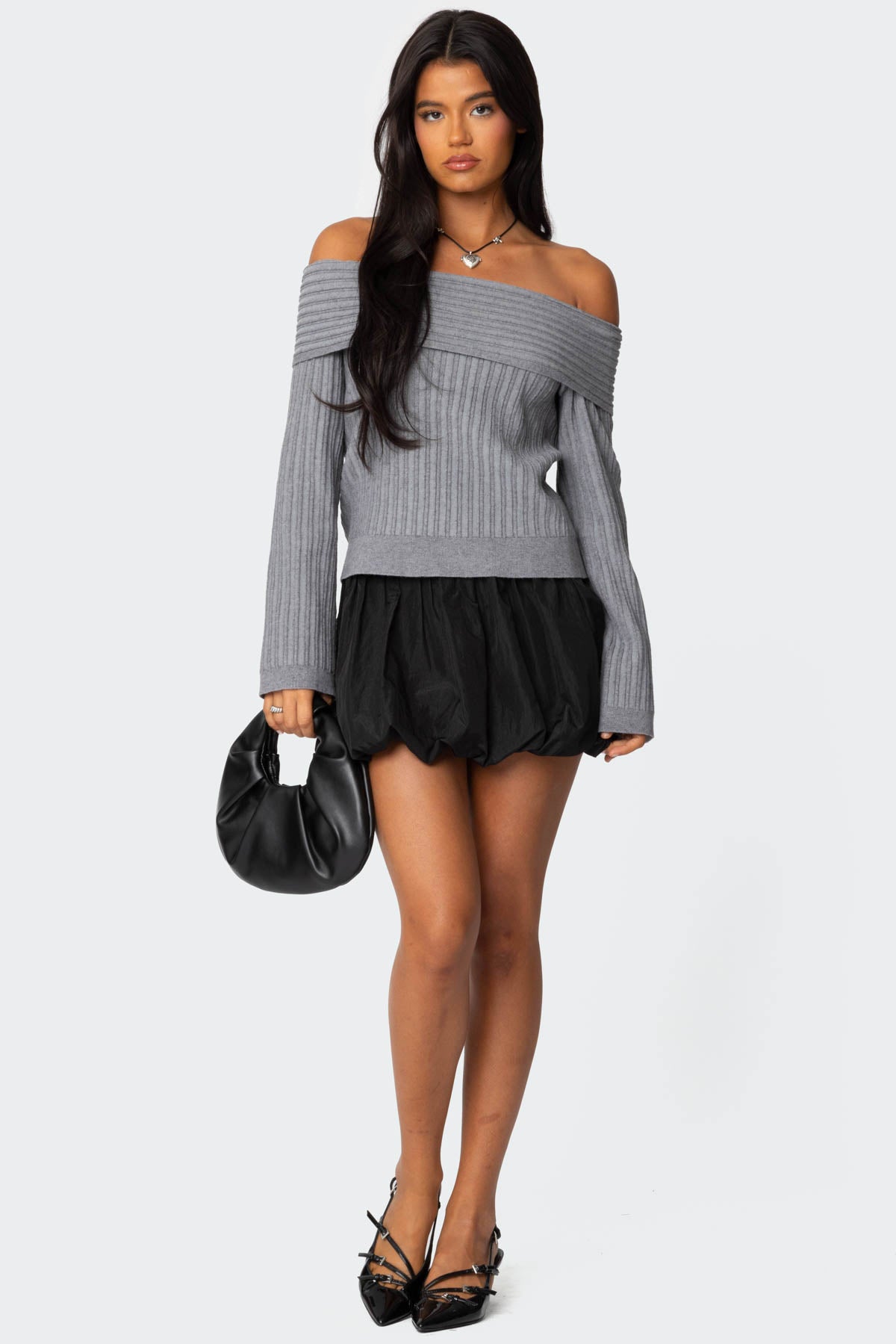 Brandy Fold Over Ribbed Sweater