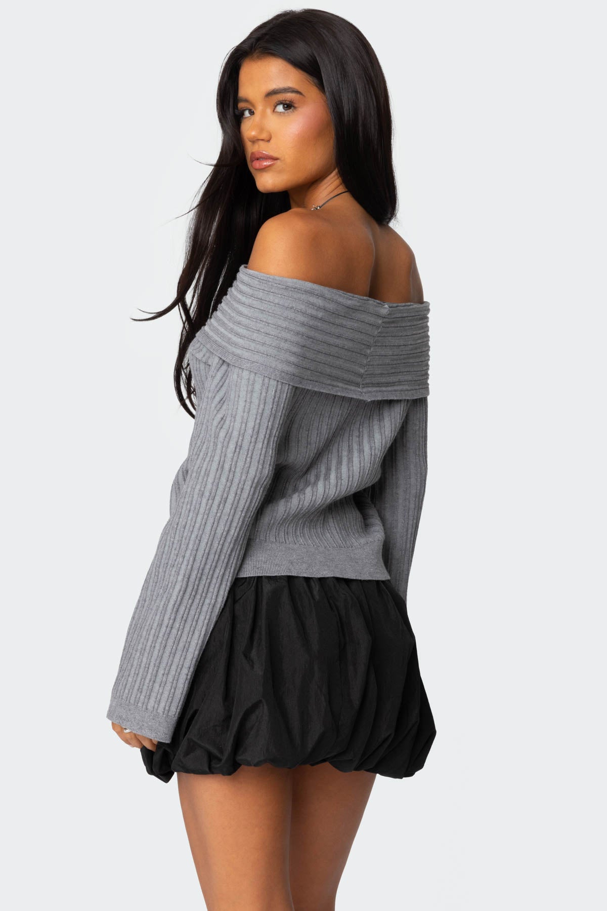 Brandy Fold Over Ribbed Sweater