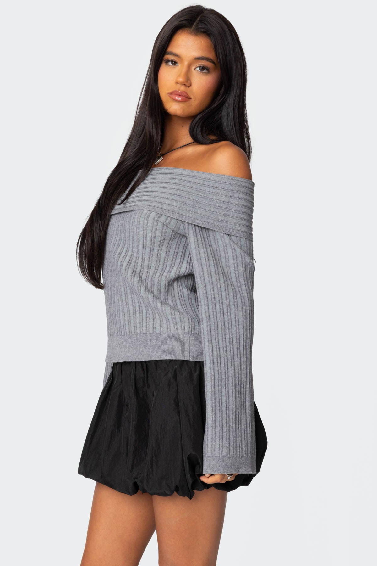 Brandy Fold Over Ribbed Sweater