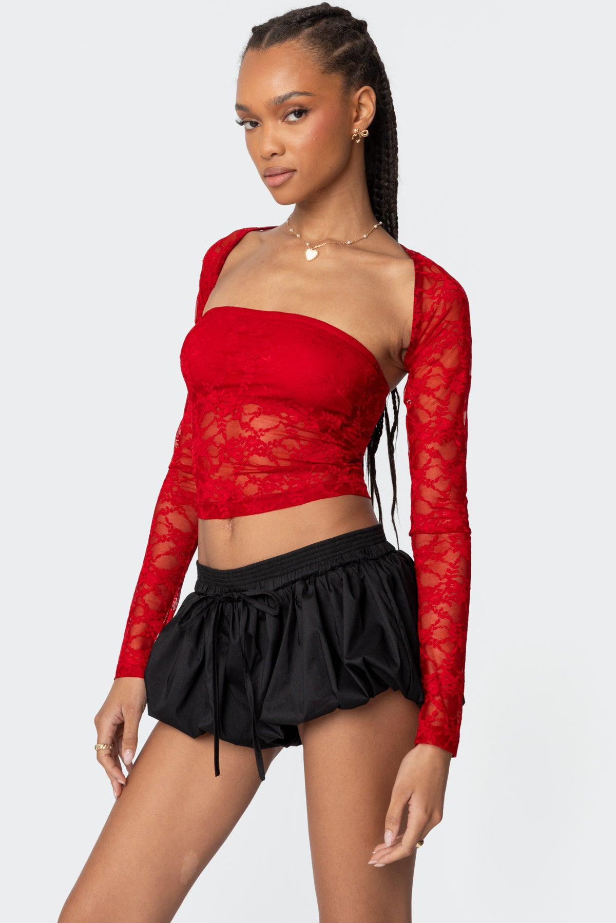 Addison Sheer Lace Two Piece Top