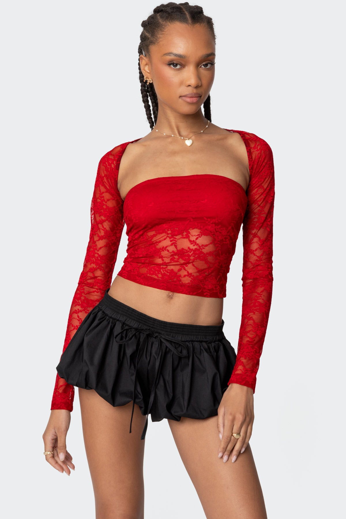 Addison Sheer Lace Two Piece Top