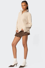 Amour High Neck Oversized Zip Sweater