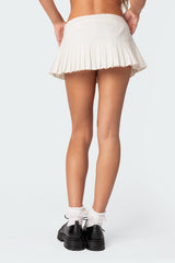 Donna Denim Pleated Mini Skort