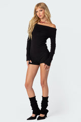 Pandorah Off Shoulder Knitted Romper