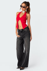 Sculpt Knitted Split Front Top