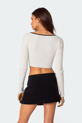 Billy Bow Cut Out Ribbed Crop Top