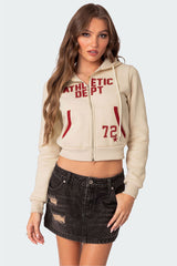 Athletic Dept Cropped Zip Up Hoodie