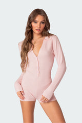 Lillian Button Front Knit Romper