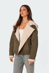 Faux Suede Shearling Oversized Jacket