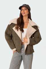 Faux Suede Shearling Oversized Jacket