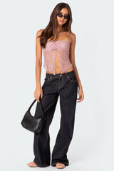 Twilight Sheer Lace Split Front Top