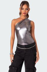 Feona Gathered Metallic Bodysuit