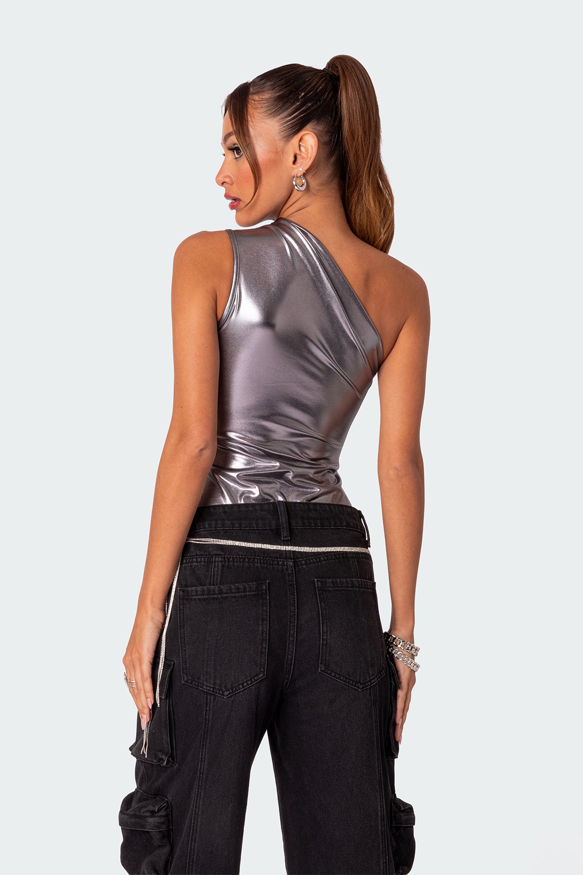 Feona Gathered Metallic Bodysuit