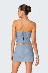 Icing sequined denim corset